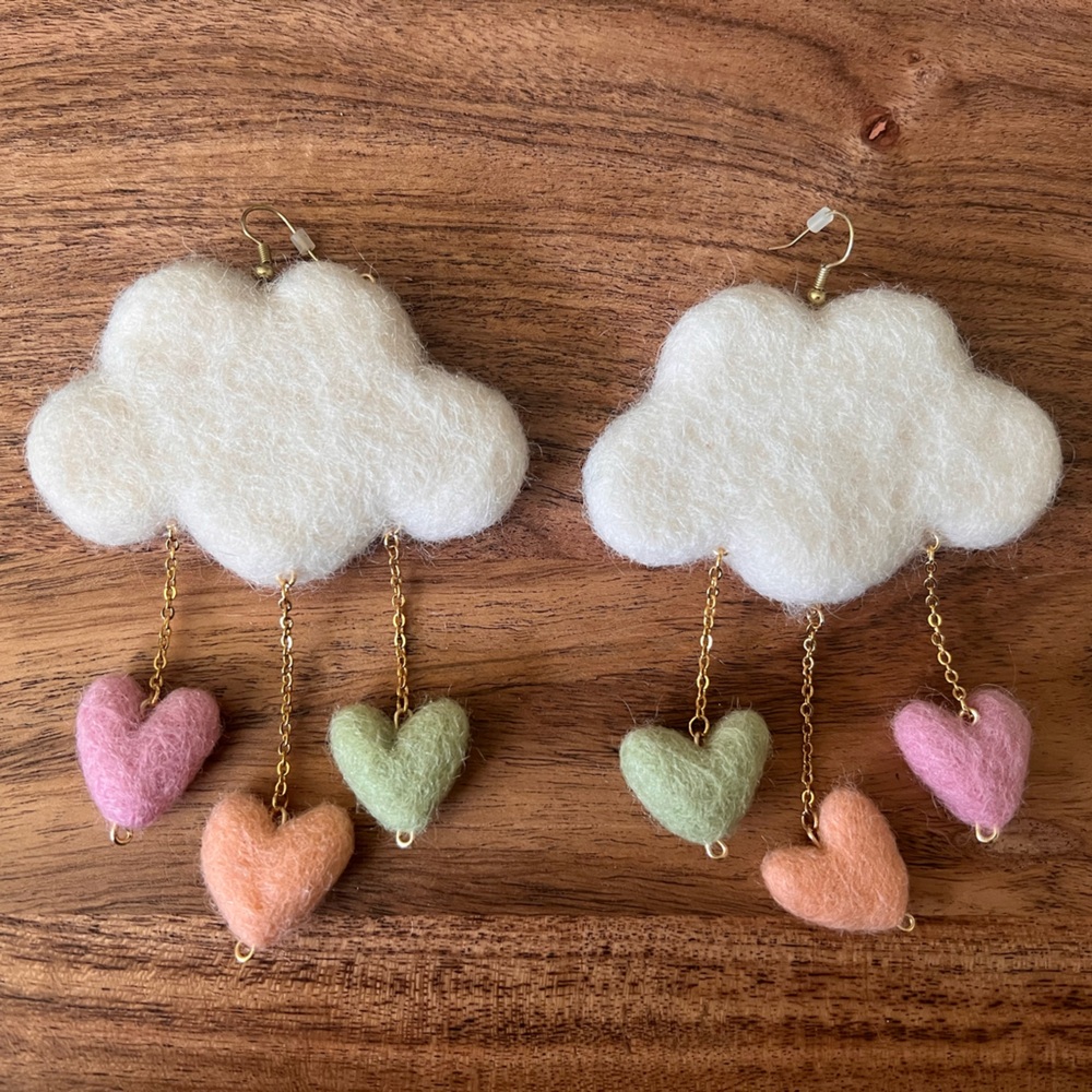 Sweet Tart Clouds statement earrings by Fruity Poms